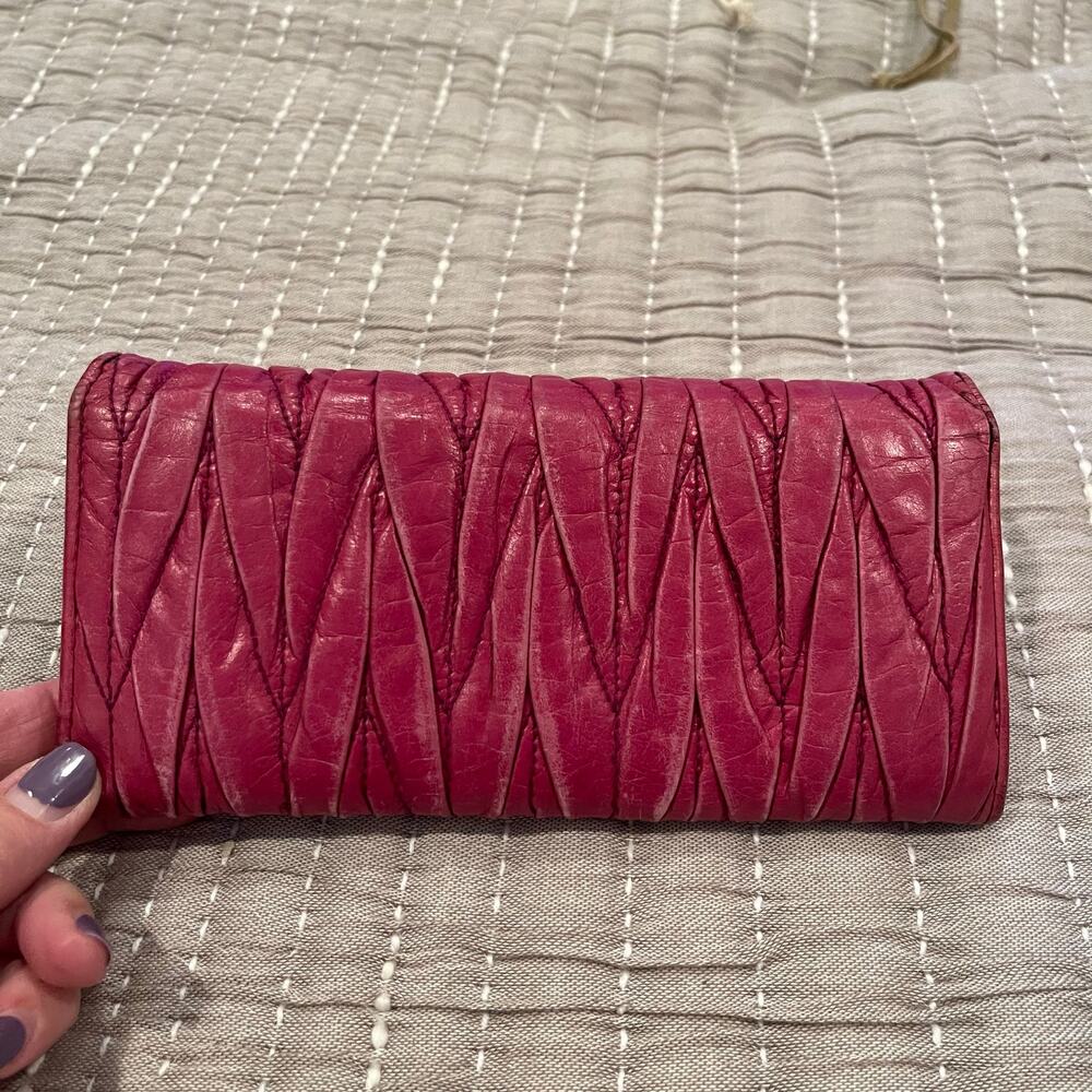 Miu Miu Matalesse Nappa Leather Wallet Red Pink - Picture 6 of 15